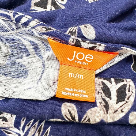 Joe Fresh Floral Dress Size 8 Navy Blue Sleeveless A-Line - Picture 3 of 7